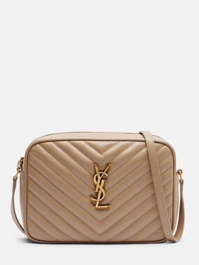 Saint Laurent YSL Lou Camera Bag Tan Quilted Leather Crossbody Designer Handbag